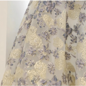 Floral Jacquard Off-Shoulder Evening Gown | Puff Sleeve A-Line Formal Dress